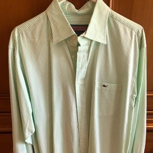 Men’s Vineyard Vines Green/white Striped Shirt